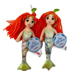 Set Of 2 Clip On Sea Sparkles Merial Mermaid Plush For Backpack, Keychain 6.5”